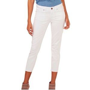 LC Lauren Conrad Midrise Skinny Capri Pants Jeans Raw Frayed Hem White Size 6